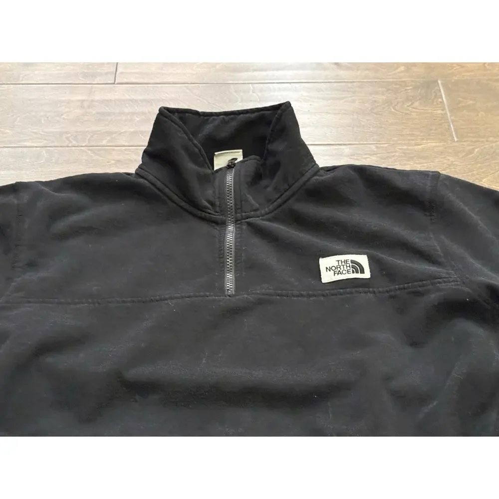 The North Face Mens Black Heritage Patch 1/4 Zip Long Sleeve Sweatshirt Size XL